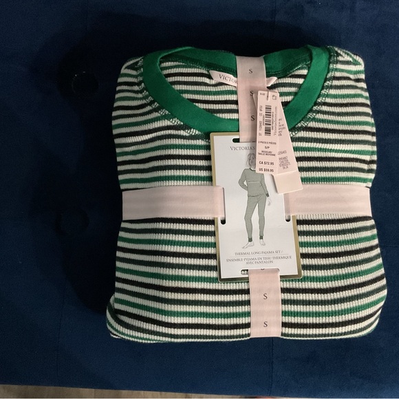 Victoria's Secret Green and White Striped Pajama Set - Picture 2 of 2